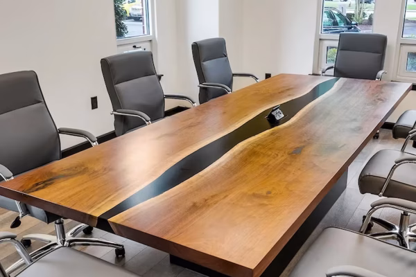 Custom Live Edge Epoxy River Conference Tables by WoodLab of New York