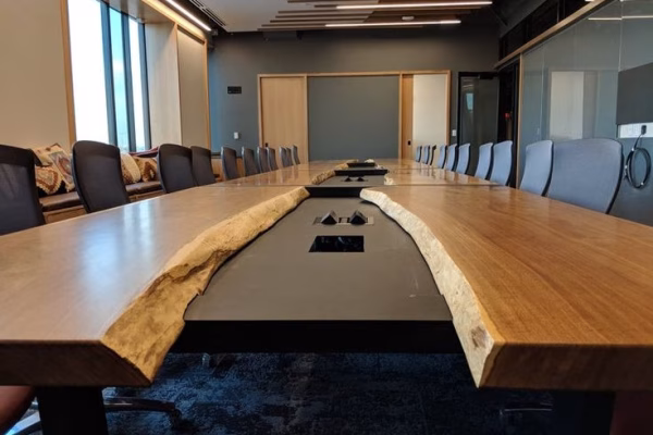 Custom Live Edge Epoxy River Conference Tables by WoodLab of New York