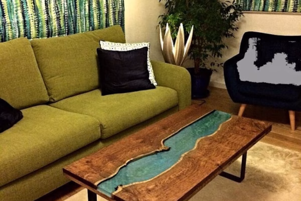 Custom Epoxy River Living Room Table by WoodLab of New York